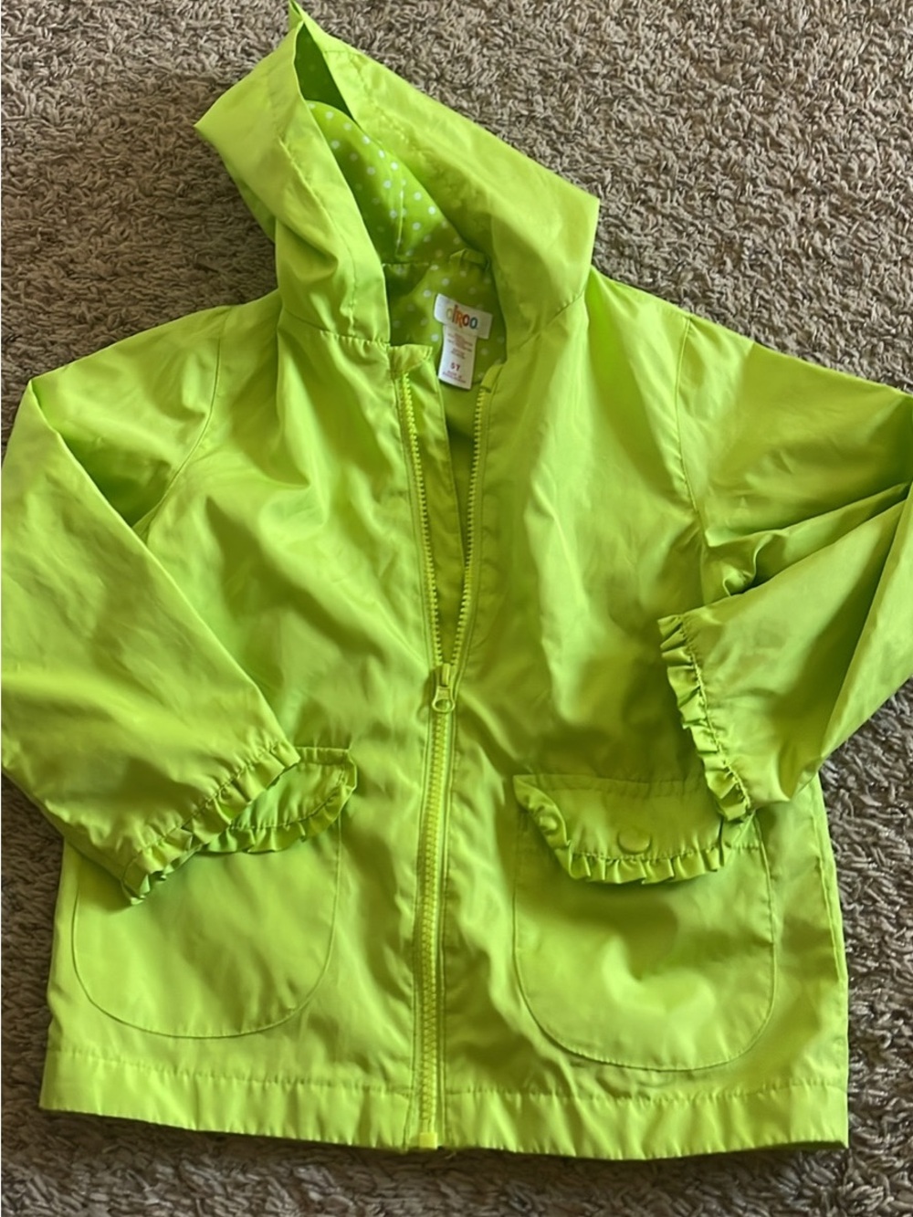 Circo Neon Lime Hooded Kids Raincoat